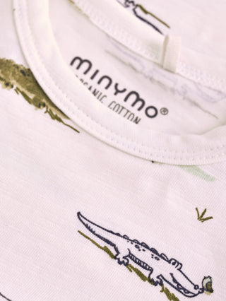 T-Shirt Weiss mit Krokodilprint von Minymo