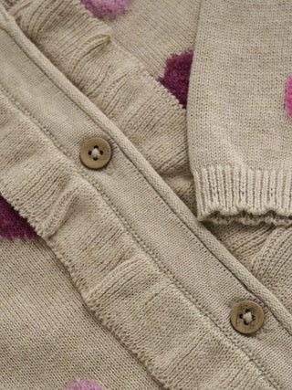 Strickjacke Beige Melange mit Herzen von Minymo