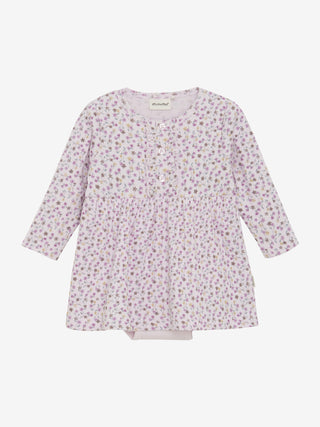 Baby Rib Kleid Soft Rosa mit Blumenmuster von Minymo