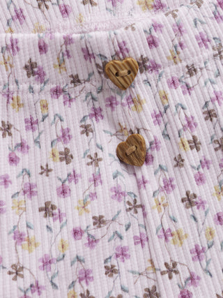 Baumwoll Rib-Leggings Rosa mit Blumenmuster von Minymo