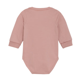 Langarm Baumwoll Body Misty Rose mit Hasenmotiv von Minymo
