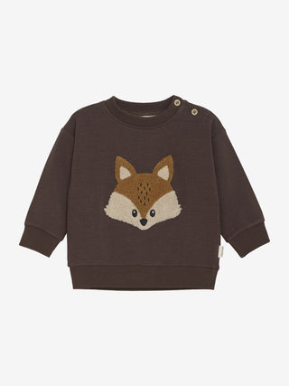 Bambus-Baumwolle Sweater Braun mit Fuchsmotiv von Minymo
