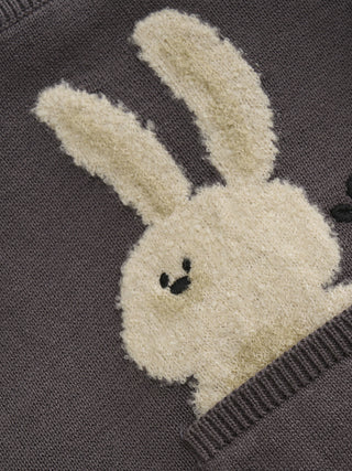 Baumwolle Strickpullover Grau mit Hasenmotiv von Minymo