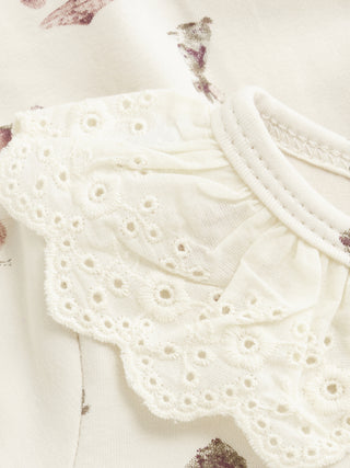Baby Baumwoll Kleid Beige mit Hasenprint von Minymo
