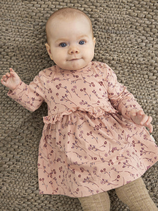 Baby Baumwoll Kleid Soft Rosa mit Blumenmuster von Minymo