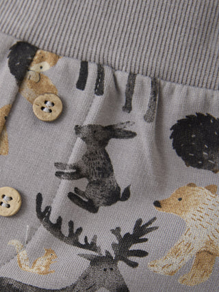 Bambus-Baumwolle Hose Grau mit Tierprint von Minymo