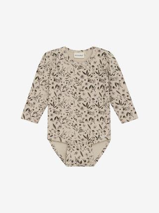 Bambus-Baumwolle Body Smoke Grey mit Blumenmuster von Minymo