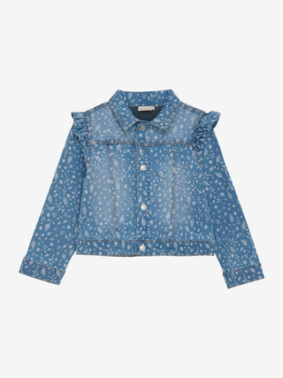 Jeansjacke Blau mit Blumenmuster und Rüschen von Minymo