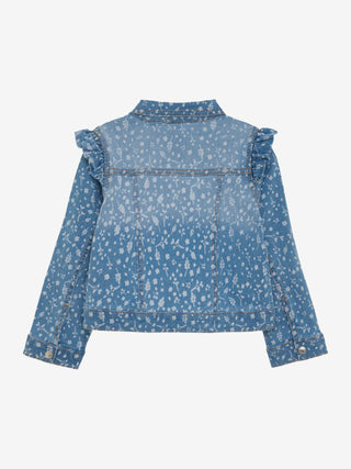 Jeansjacke Blau mit Blumenmuster und Rüschen von Minymo