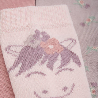 Baumwolle Socken 3er Pack Rosa-Lila-Blumenmuster von Minymo