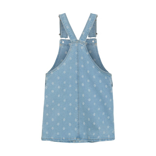 Jeans Latz-Kleid Hellblau mit Gänseblümchen von Minymo