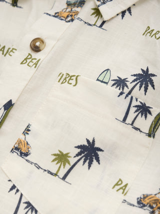 Hemd Beige mit Surferprint von Minymo