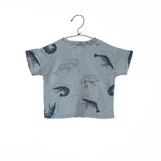 T-Shirt Blau-Grau mit Garnelen-Print von Play Up