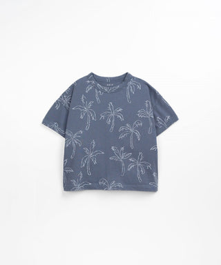 T-Shirt Blau-Grau mit Palmenprint für Kinder von Play Up