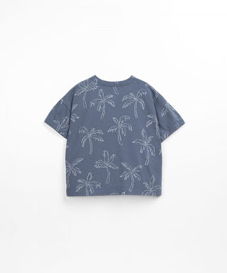 T-Shirt Blau-Grau mit Palmenprint für Kinder von Play Up