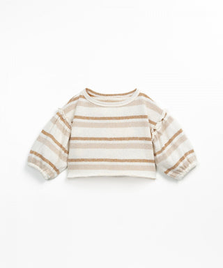Feinstrick Sweater Beige-Braun gestreift von Play Up