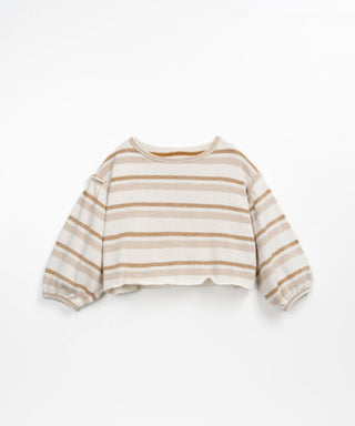 Feinstrick Sweater Beige-Braun gestreift für Kinder von Play Up