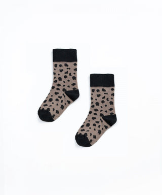 Socken Ancestral Braun mit Schwarzem Leoprint von Play Up
