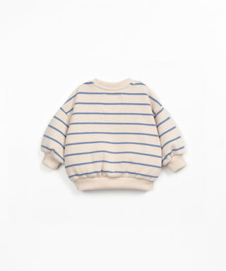 Jersey Sweater für Kleinkinder Watercolor Beige-Blau gestreift von Play Up