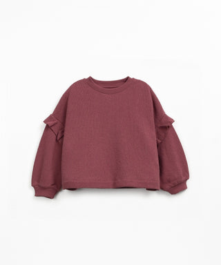 Jersey Sweater mit Rüschenarmen Amora Weinrot von Play Up