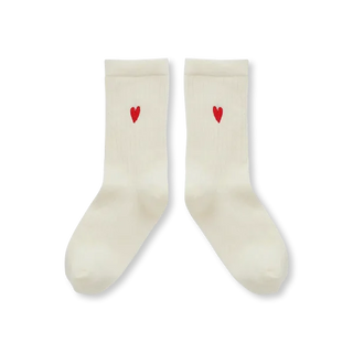 Socken Weiss mit Herzstrickerei von Sproet & Sprout