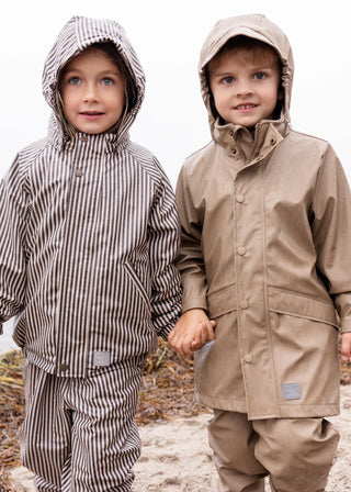 Set Regenjacke mit Regenhose Oddy Brown Stripe von MarMar Copenhagen