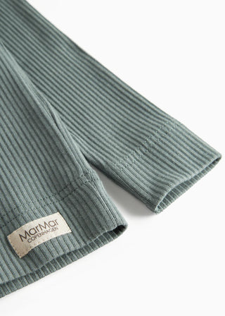 Modal Langarm Rib Shirt mit Knöpfen Dusty Green von MarMar Copenhagen