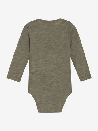 Merinowolle Langarm Body Dusky Green mit Traktorprint von CeLaVi
