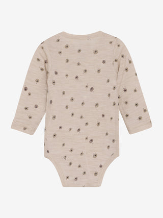 Merinowolle Langarm Body Rose Dust mit Pusteblumenprint von CeLaVi