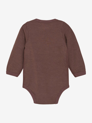 Merinowolle-Bambus Langarm Body Marron von CeLaVi