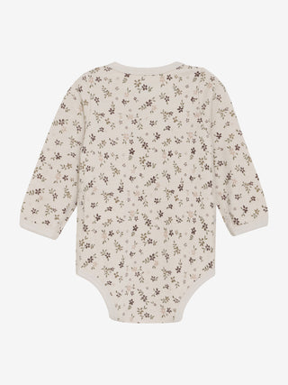 Merinowolle-Bambus Langarm Body Beige mit Blumenprint von CeLaVi