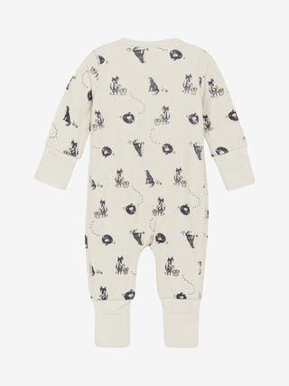 Merinowolle-Bambus Pyjama Beige mit Fuchsprint von CeLaVi