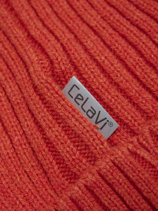 Merinowolle Strickmütze Orange-Rot von CeLaVi