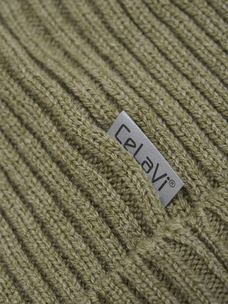 Merinowolle Strickmütze Khaki von CeLaVi