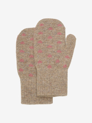 Wolle Daumenhandschuhe 2er Set Beige-Rosa mit Glitzer von CeLaVi