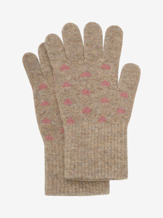 Wolle Handschuhe 2er Set Beige-Rosa mit Glitzer von CeLaVi