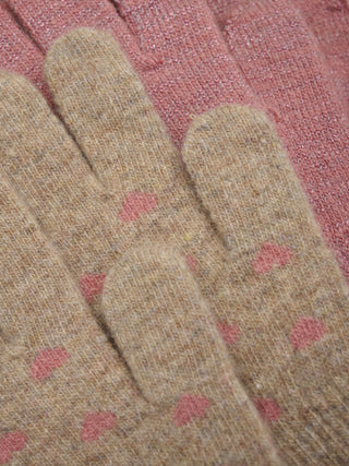 Wolle Handschuhe 2er Set Beige-Rosa mit Glitzer von CeLaVi
