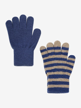 Wolle Handschuhe 2er Set Blau-Beige von CeLaVi