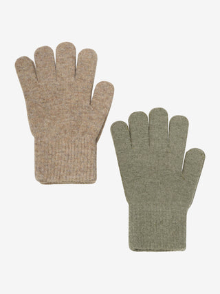 Wolle Handschuhe 2er Set Beige-Khaki von CeLaVi