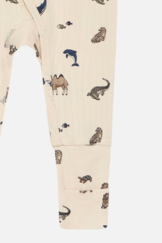 Bambus Pyjama Beige mit Tierprint von Hust and Claire