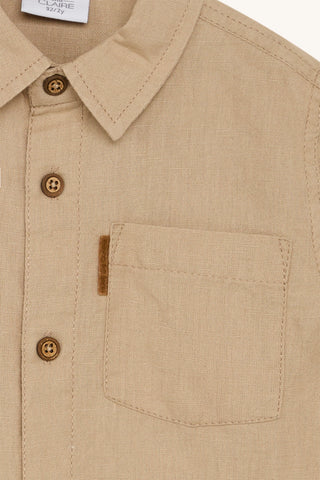 Langarm Leinenhemd Rollo Beige von Hust & Claire