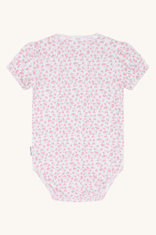Kurzarm Body Bitt Weiss mit Blumenprint von Hust & Claire
