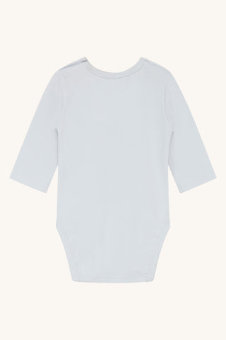 Body Bebe Hellblau mit Storchenprint von Hust & Claire