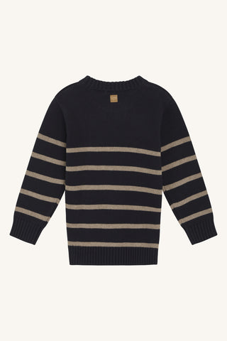 Strickpullover Pelle Dunkelblau mit Grauen Streifen von Hust & Claire