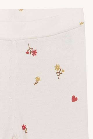 Bambus Leggings Ludo Beige mit Blumen und Herzprint von Hust and Claire