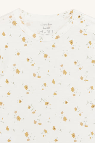 Bambus Kurzarm Body Buller Weiss mit Blumenprint von Hust and Claire