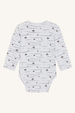 Bambus Langarm Body Buller Hellblau mit Piratenprint von Hust and Claire