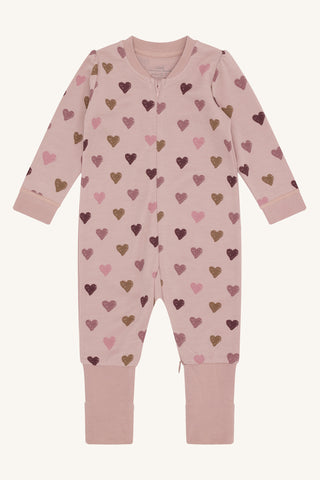 Merinowolle-Bambus Pyjama Manu Hearts Puff Adobe Rose von Hust & Claire