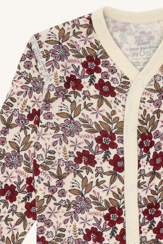 Merinowolle-Bambus Pyjama Manu Flor Off White von Hust & Claire