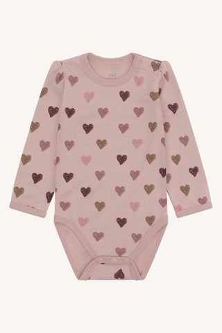 Merinowolle-Bambus Body Baloo Hearts Puff Rosa von Hust & Claire